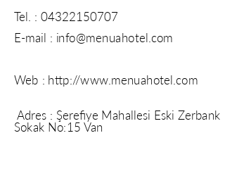Menua Hotel iletiim bilgileri
